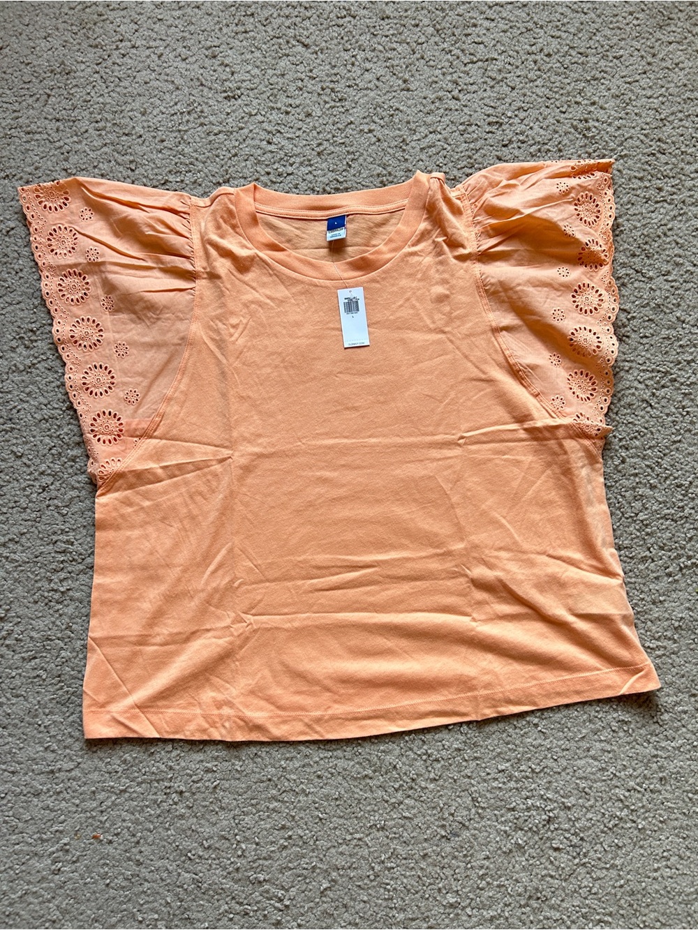 Old Navy Peach Eyelet Flutter Sleeve Top